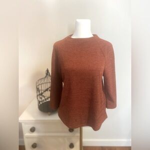 Anthropologie W5 Knit High Neck Zip Back Top 3/4 Sleeve